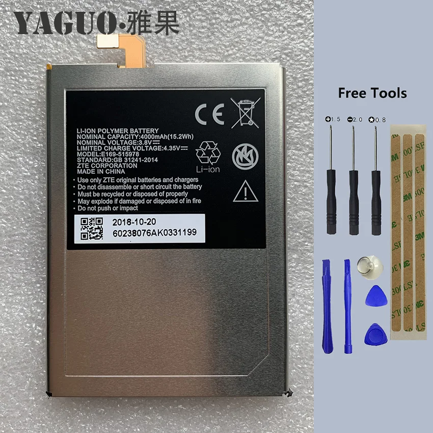 

New Original E169-515978 E169 515978 4000mAh Phone Battery For ZTE Blade X3 Q519T D2 A452 Smart Mobile Phone + Free Tools