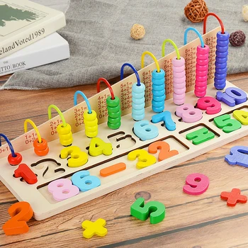 

1 Set Wooden Toy Math Montessori Jigsaw Wooden Puzzle Toy Developmental Toy Colourful Educational Wooden Math Colour Gift D26
