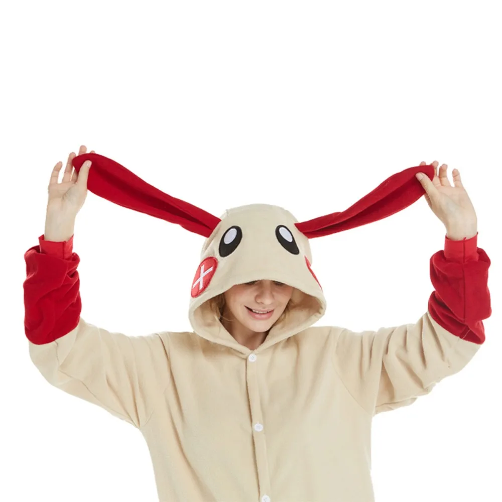 Из Полар-флиса унисекс для взрослых Пижама Kigurumi карнавальный костюм животного для костюмированного представления комбинезоны с кроликом, одежда для сна