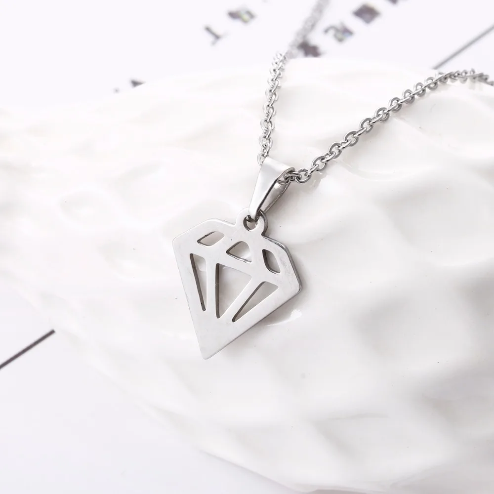 Everfast 1pc New Unisex Polygon Stainless Steel Pendants Necklaces