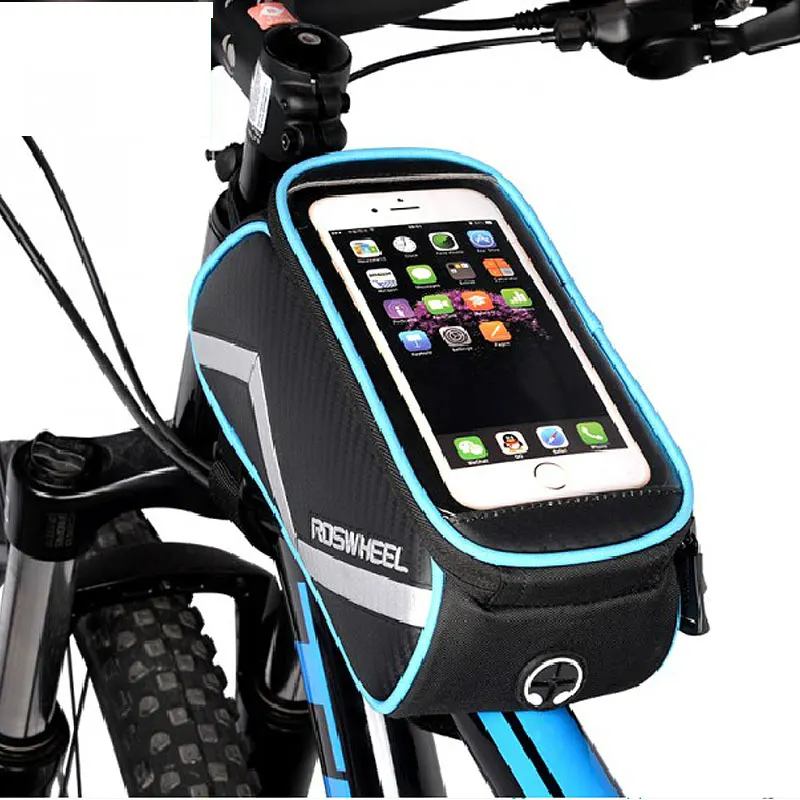 

ROSWHEEL Bicycle Smart Phone Bag 6.2 inch Touch Screen Extra Large MTB Road Bike Cycling Pannier Top Frame Basket Pouch D12496