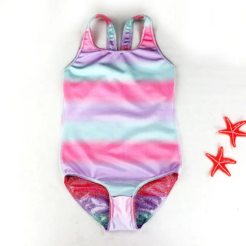 Girl Bikini Children Swimsuit Teenage Girl One Pieces Swimwear Silver Pressed Bling Patchwork Bathing Suit Kids Bikini 3-10Y