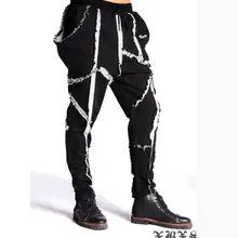 M-3XL Весна и осень Для мужчин модные свободные в винтажном стиле, украшенные кисточками длинные штаны сплайсированные шаровары стильные брюки для ночного клуба