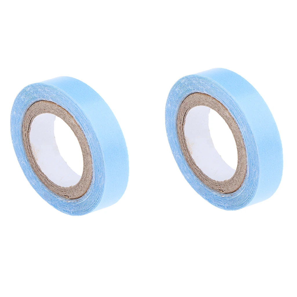 

2Pcs Double Sided Strong Adhesive Waterproof Heat Resistant Hair Extension Wigs Tape Rolls 1cm Wide Blue