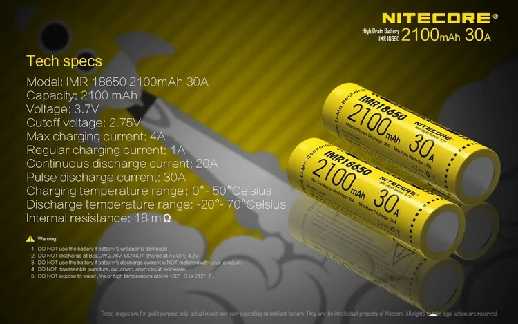 Лучшие продажи NITECORE IMR18650 3,7 в литий-ионный Защищенный Перезаряжаемые Батарея рюкзак, футляр для 2100/2500/2600/3100 мА/ч, 30A/35A/38A/40A высокого качества