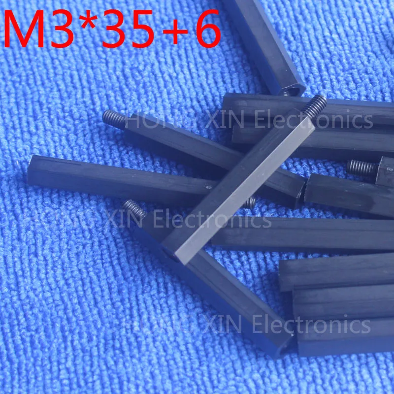 M3*35+6 1 pcs Black Nylon Standoff Spacer Standard M3 Male Female 35mm
