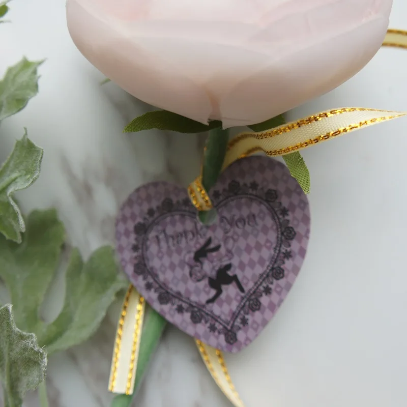 

rabbit with pocket watch thank you 95 pcs lace heart shape paper labels packaging decoration tags