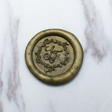 Пользовательские инициалы с венком воск печать штамп, индивидуальное двойные письма Свадебные штамп, приглашение уплотнения, Скрапбукинг штамп