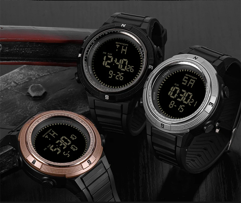 SANDA Sport Horloge Mannen Водонепроницаемый светодиодный Digitale horlogs Heren Militaire Horloge Топ Merk люкс резина Klok Relogio Masculino
