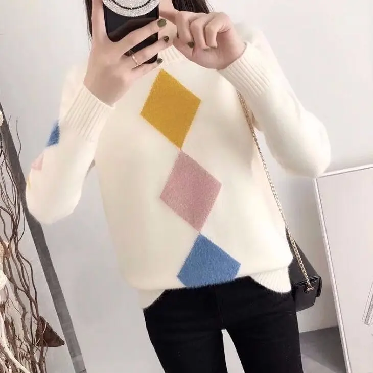 Neploe корейский свободный свитер с круглым вырезом милый стиль с рисунком пуловеры модные вязаные свитера осень-зима 45512