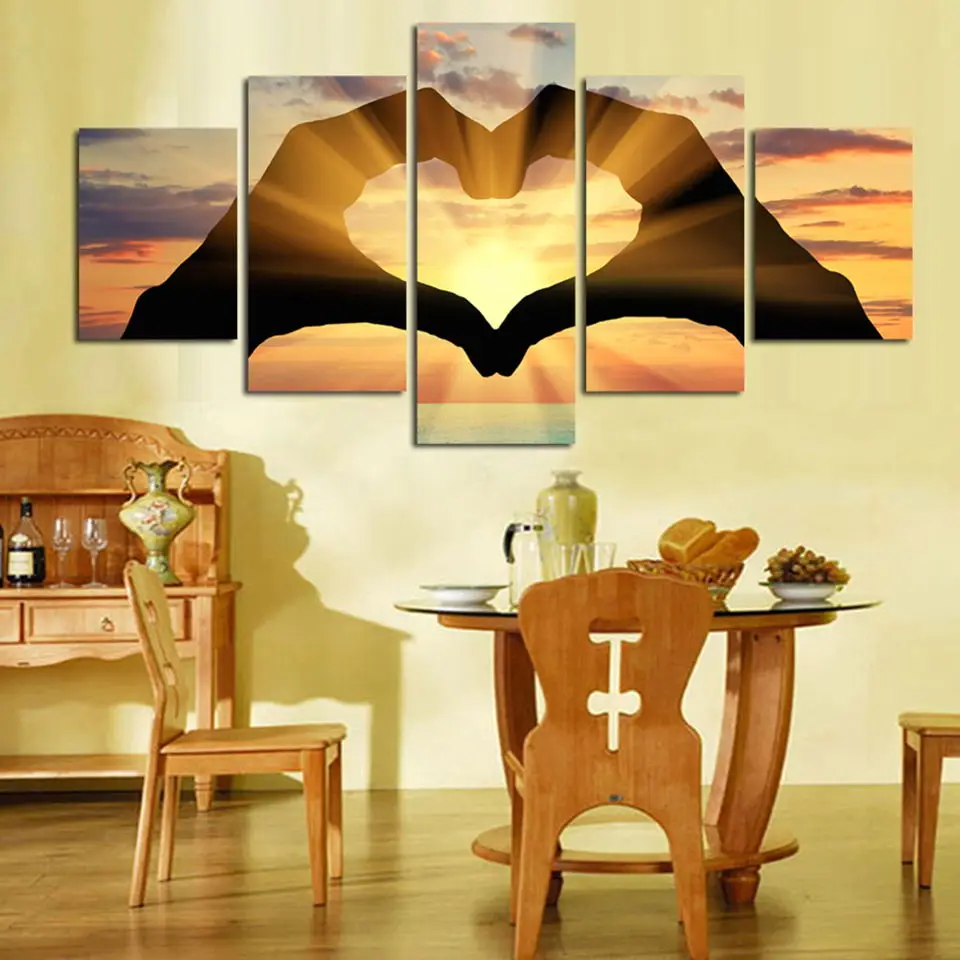 

Kids Room Decoration Wall Art Poster 5 Set Modern Creative Love Hand Canvas Painting Quotes Home Frame Modular Pictures HD Print