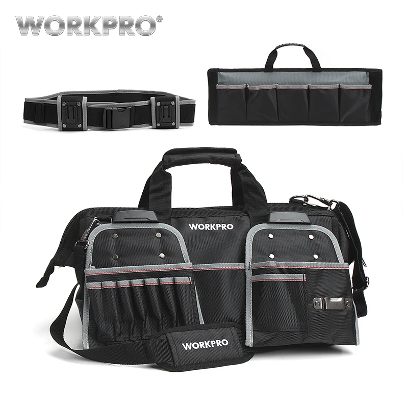 

WORKPRO 18" Tool Bags Belt Tool Pouch 1680D Close-top Wide-Mouth Storage Bag Waterproof Bags Large Capacity Bags