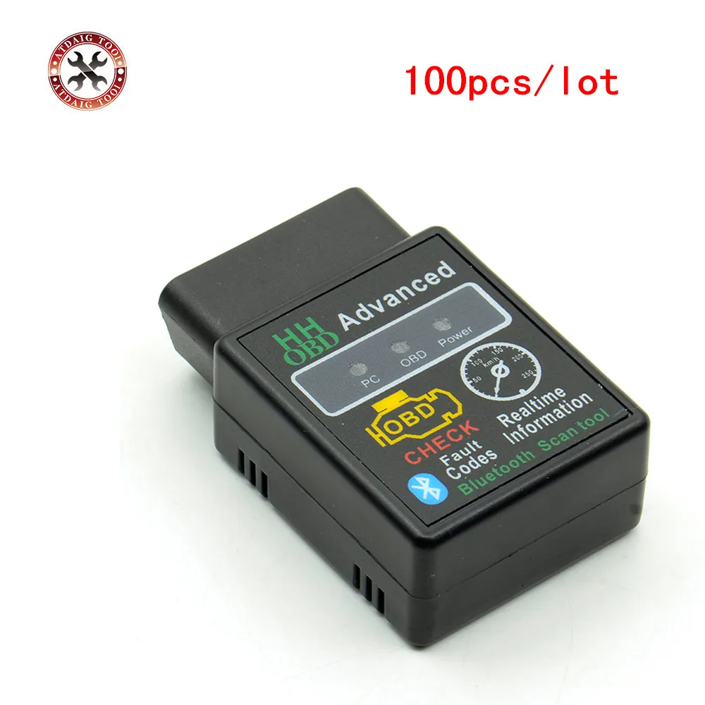 100 шт./лот DHL Бесплатная Расширенная HH OBD ELM327 Bluetooth OBD2 CAN BUS диагностический сканер