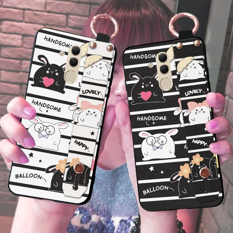 

Silicone Stripe Cute Cover For Huawei Mate 7 8 9 10 20 Lite 20X Wristband Animal Rabbit Cases For Huawei Honor 8 Pro View 10 20