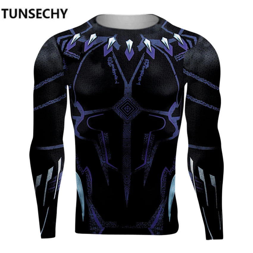 

TUNSECHY Avengers Alliance 3 Black Panther 3D Printed T shirts Men compression tight T-shirts For Male Costume Clothing