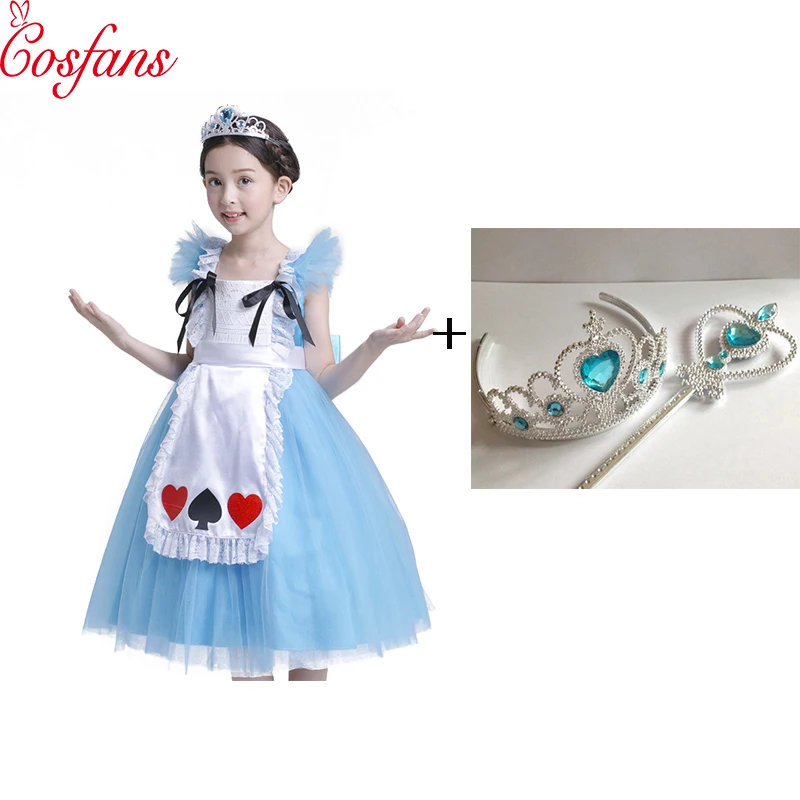 Детский костюм Алисы в стране чудес на Хэллоуин для девочек; вечерние платья горничной в стиле Лолиты; карнавальный костюм; Карнавальный костюм для девочек на Хэллоуин