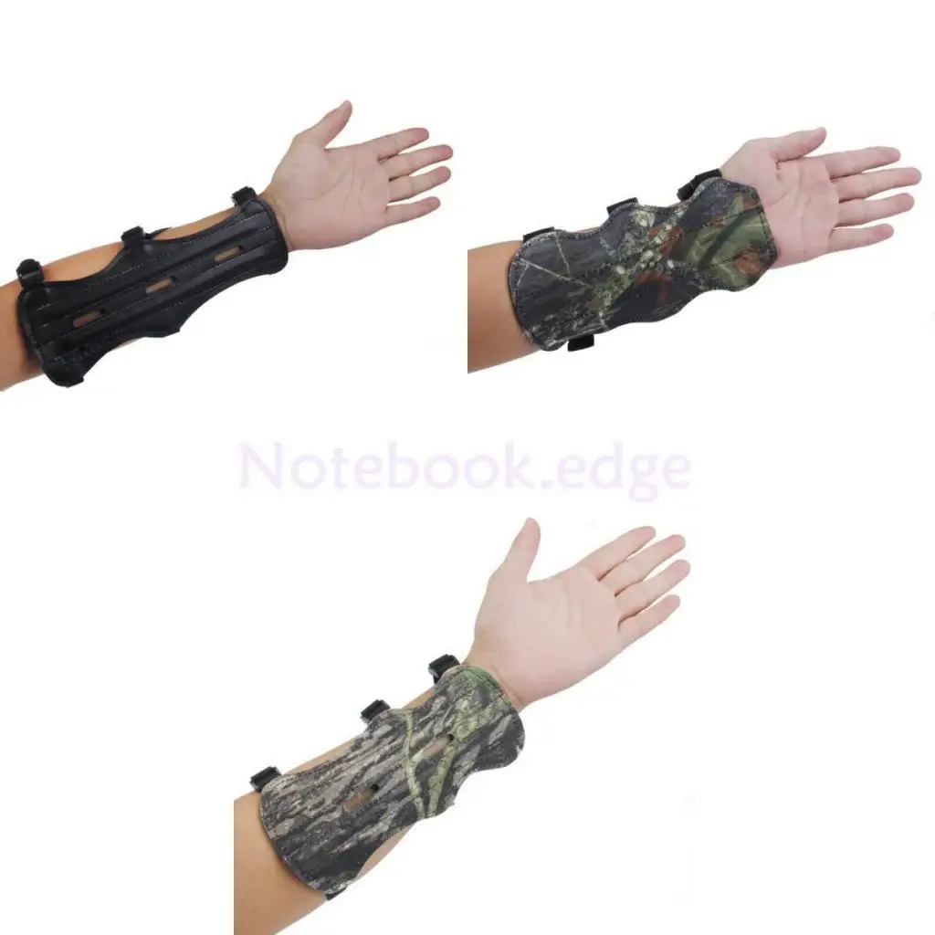 1pcs Safety Arm Sleeve 3 Strap Arm Guard Protective Leather Archery Armband Safety Sleeve Outdoor Shooting Hunting Accessories