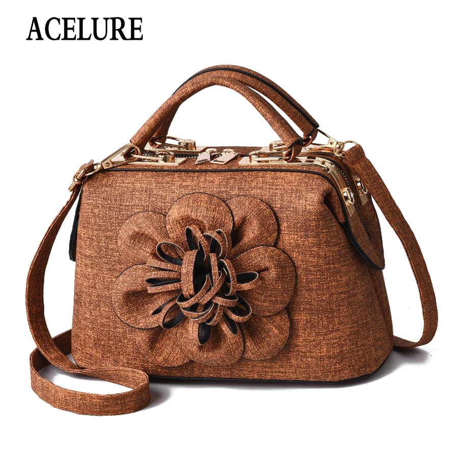 

ACELURE Flowers Women Bag New Handbag High Quality PU Leather Girl Square Bag Fashion Brand Shoulder Messenger Bag Bolsos Mujer