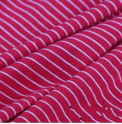 Классическая полосатая трикотажная ткань, эластичная хлопковая ткань для летней футболки - Цвет: rosy