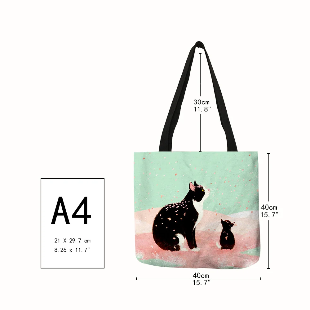  Customized Cartoon Cat Print Tote Bag For Women Reusable Shopping Bags Folding Travel School Bags P - 32906972443