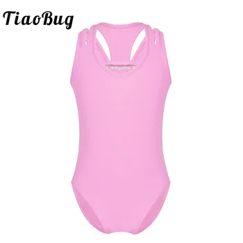 

TiaoBug 3-12 Years Kids Girls Sleeveless Lace Splice Racer Back Cotton Ballet Dance Gymnastics Leotard Jumpsuit Ballerina Dress