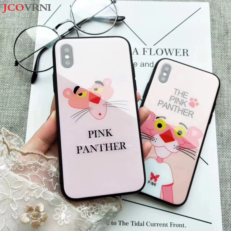 

JCOVRNI Cute Cartoon Pink Leopard IMD Phone Case for iPhone X 7 8 Plus 6 6s Plus Striped Leopard TPU Back Cover Case Coque capa