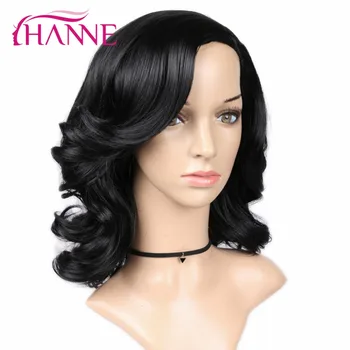 

HANNE 18inch Left Part Medium Synthetic Wigs for Women Wavy Wig African American Natural Afro Hair