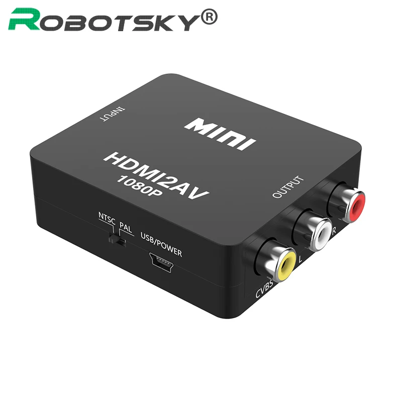 

1080P HDMI to AV/RCA CVBS Adapter Video Converter HDMI2AV Adapter Converter Box Support NTSC PAL Output HDMI TO AV Adapter