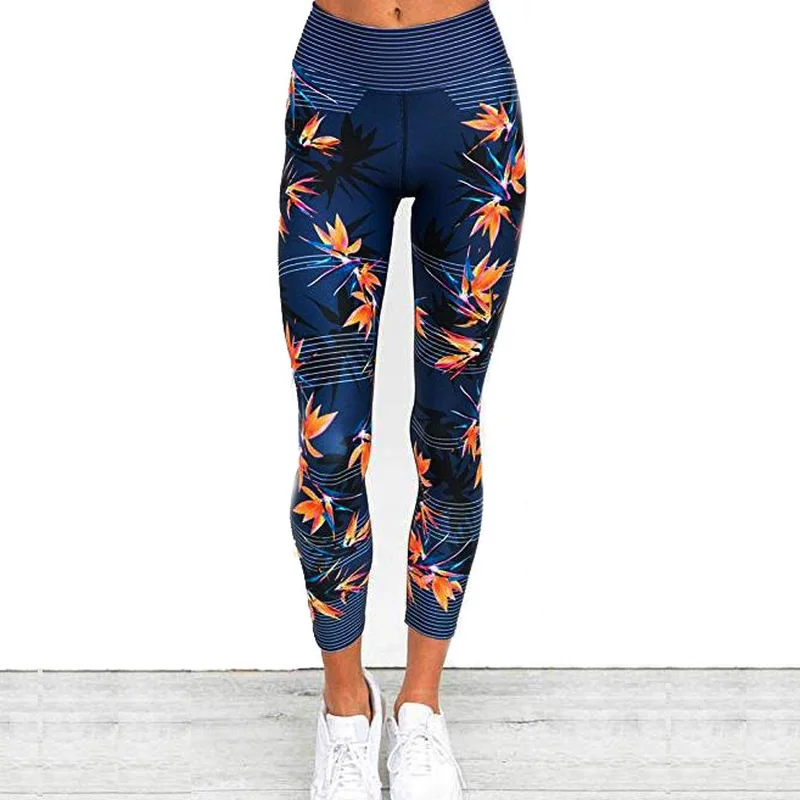 

[AoSheng] 2019 Fashion Leaves High Waist Leggings Workout Pants Women Pants Summer Women Leggings Skinny Sexy Fitness Leggings