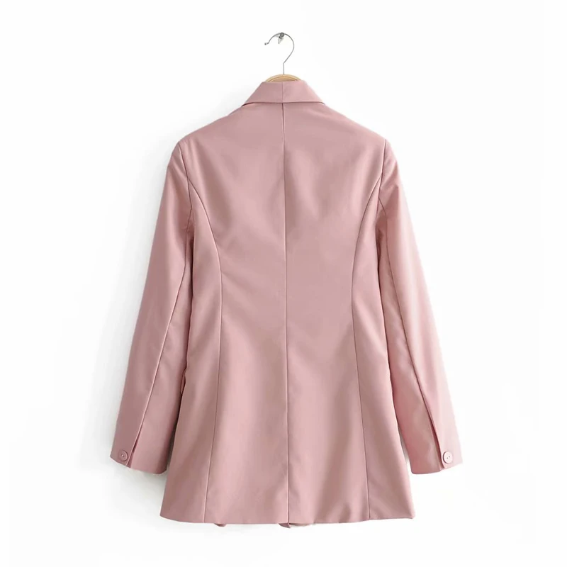 YNZZU элегантный розовый блейзер женские пуговицы двойной груди офисные женские блейзеры куртки Осенняя рабочая одежда Женский костюм пальто A1067