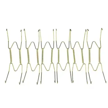 

6pcs 8 Inch Spring Style Invisible Plate Tray Dish Wire Hanger Holders Wall Decoration (Golden)