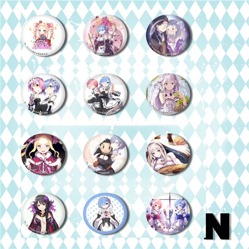 ZXFJXR 58 мм аниме Re Zero Kara Hajimeru Isekai Seikatsu Субару Нацуки Эмилия значки значок