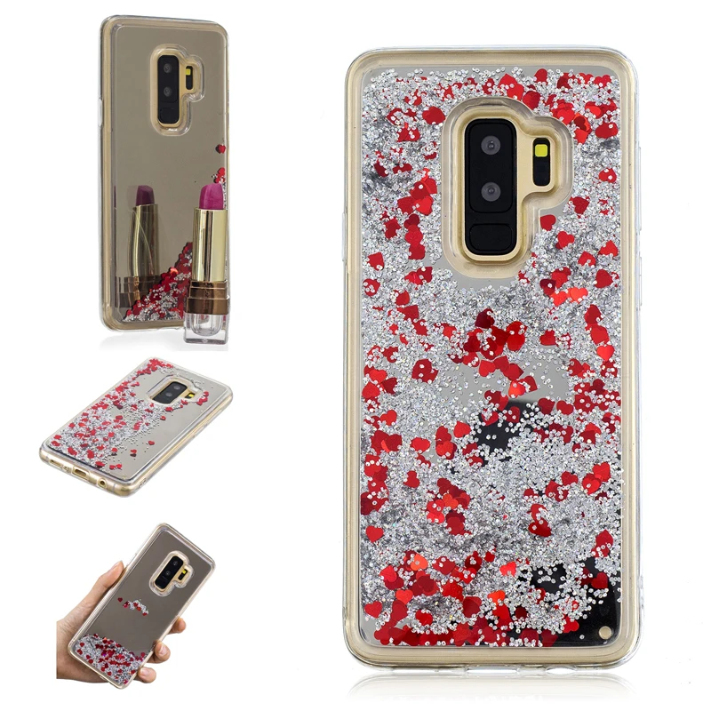 

Mirror 2 in 1 TPU+PC Plating Glitter Quicksand Phone Silicone Case Cover Shell Coque for Samsung Galaxy S7 S7Edge S8 S9 Plus