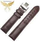 22mm Top quality Genuine Alligator Leather Watch Strap Band Butterfly Deployment Buckle Free Shipping