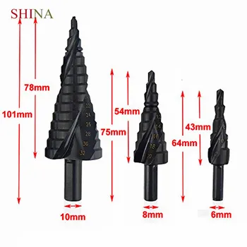

3PCS 4-32MM HSS cobalt step Drills Nitrogen Stepped Drill Multi-function Triangular Shank Hole Cutter Drill