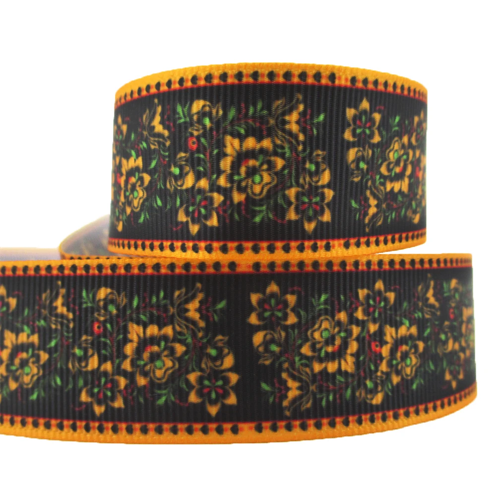 

David accessories 1"(25mm) flower high quality printed polyester ribbon 10yds,DIY handmade materials,wedding gift wrap,10Y55994