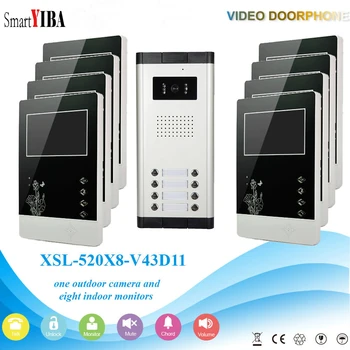 

SmartYIBA 8 Units Video Intercom Apartment Door Phone System Multi Building Video Door Phone Outdoor Door Camera With 8 Buttons