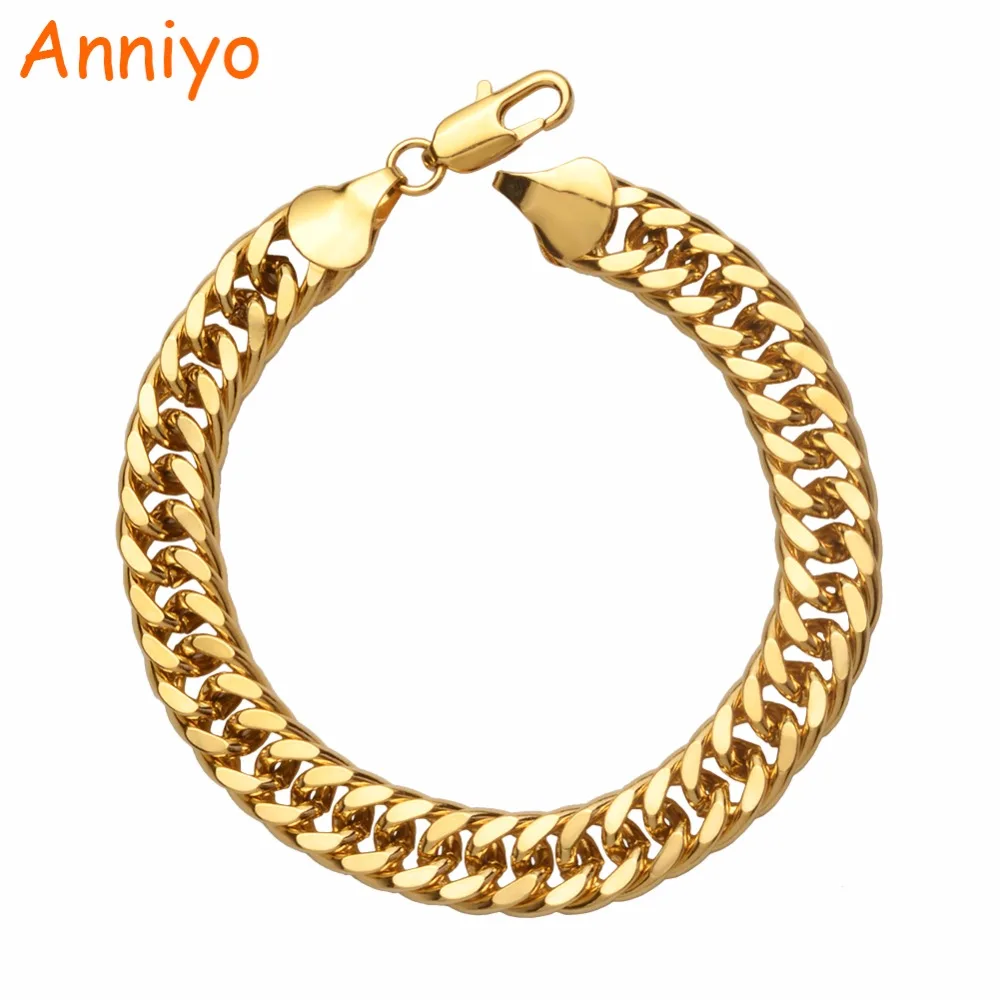 Anniyo толстые кубинские браслеты для мужчин золотого цвета звено браслет Африканский арабский Средний ювелирные изделия в восточном стиле мужские свадебные подарки#065102