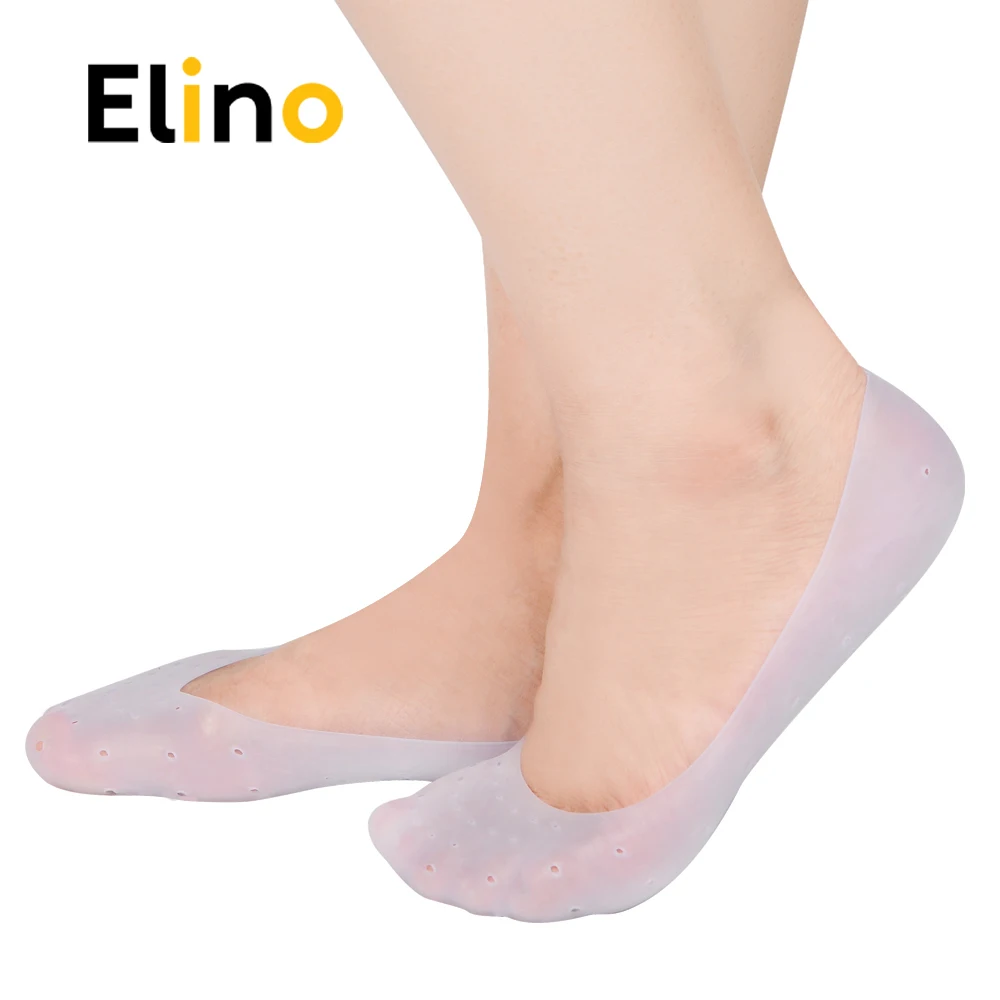 Elino Soft Silicone Gel Moisturizing SPA Exfoliating Sock Insoles Woman Men Heel Dry Hard Cracked Skin Provide Moisturizer