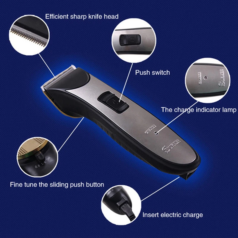 

SURKER SK-2019 Professional Rechargeable Electric Hair Trimmer Hair Clipper Quiet Barber Household Hair Cutting Machine EU Plug