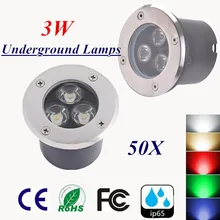 50 шт. Прямая с фабрики 3 Вт светодиодный подземный светильник IP65 утопленный напольный уличный светильник DC12V 24 В или AC85-265V