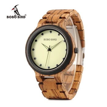 

BOBO BIRD PO4 Lightweight Wooden Watches Unique Luminous Dial Mens Watch With Luminous Hands in Gift Box