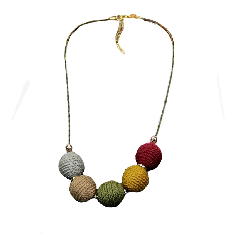 

Wood Round Ball Vintage Long Necklace Fashion Style Multicolor Sweater Chain Pendant Jewelry Clothes Kids Girls Accessories