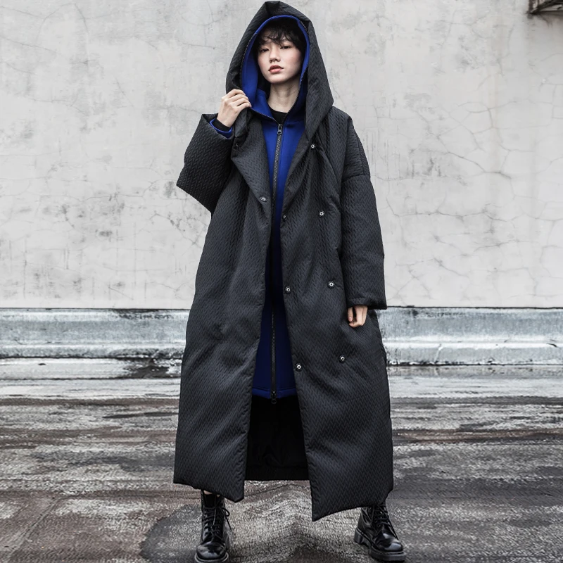 IRINAY201 2018 Winter New Collection black dobby casual hooded x long oversized winter coat women white duck down jacket IRINAY201 2018 Winter New Collection black dobby casual hooded x long oversized winter coat women white duck down jacket