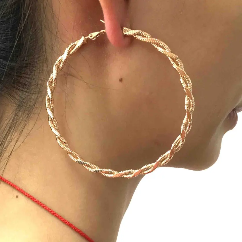 

UKEN Fashion Big Hoop Earrings New Unique Style Alloy Twisted Silver Color Golden Brincos For Women 2018 Costume Accessories