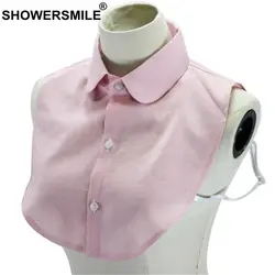 SHOWERSMILE с лацканами манишка с высоким воротом Для женщин Розовый съемный воротник в полоску 2019 Весенняя модная Дамская рубашка с фальшивым
