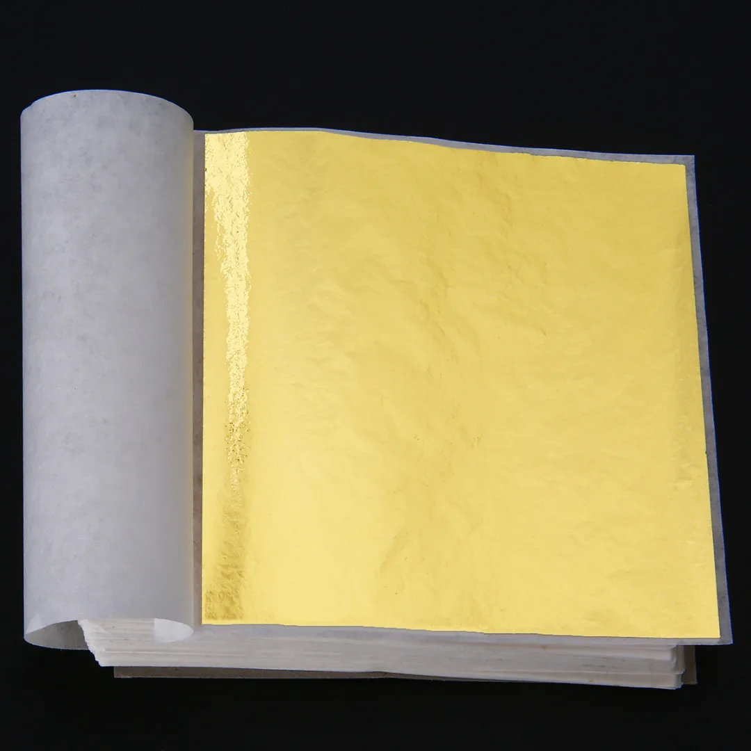 100 Sheets 9*9cm Gold Foil Leaf Sheets Gilding Handicrafts Paper Decoration For DIY Craft Decor Design Paper Gold Leaf Sheets