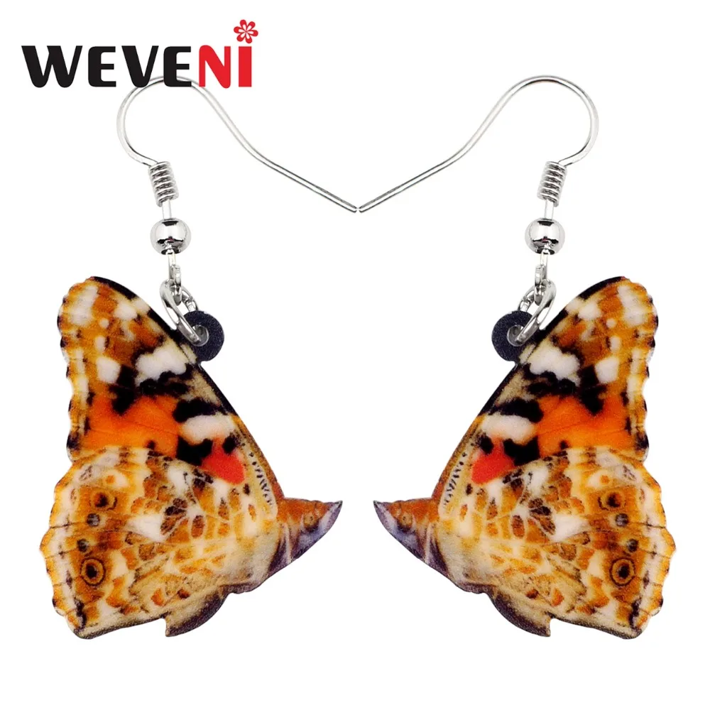 WEVENI Acrylic Floral Spotted Butterfly Insect Earrings New Dangle Drop Trendy Tropic Jewelry For Women Girls Female Gift | Украшения и