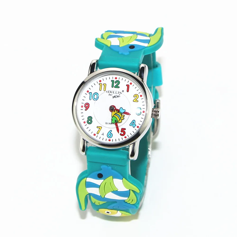 MINI Fish 3D Blue Band Pattern Design Little Girl Children Students Boy Women Wrist Watch Waterproof Clock Reloj | Наручные часы