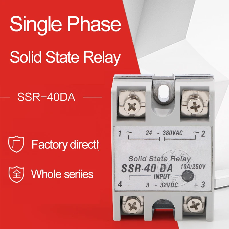 

1PC Solid State Relay SSR-40DA 40A Single Phase DC control AC Voltage Transformer input 3-32V DC TO output 24-380V